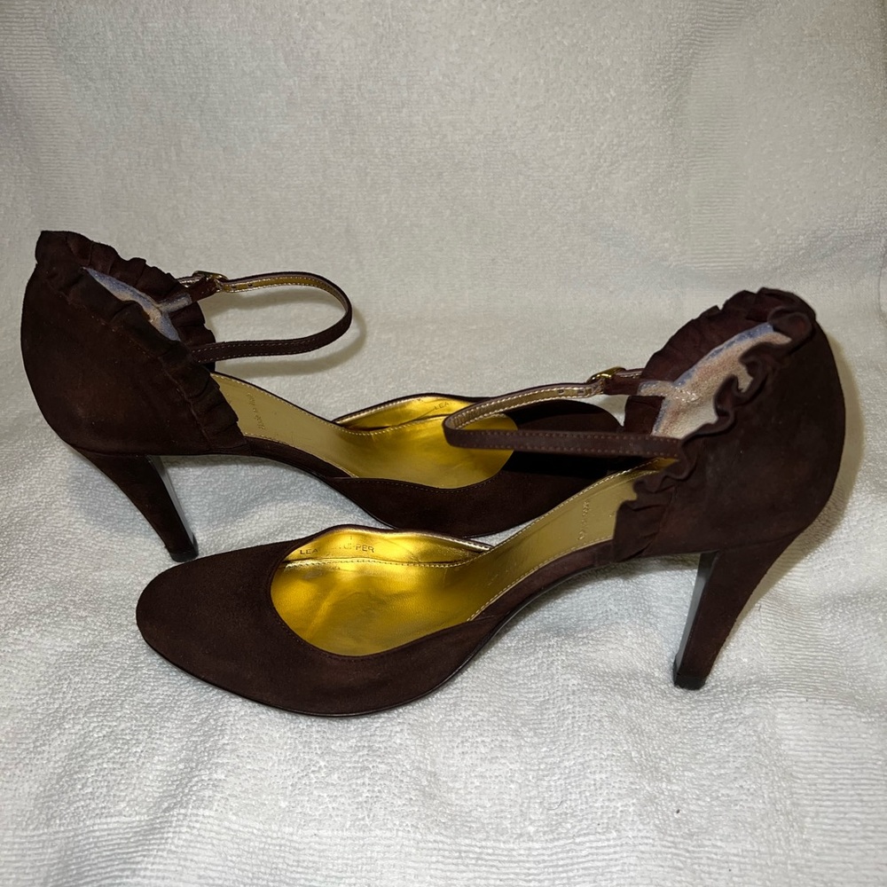 J.Crew Charlie Ruffle Brown Pump 8 - image 1